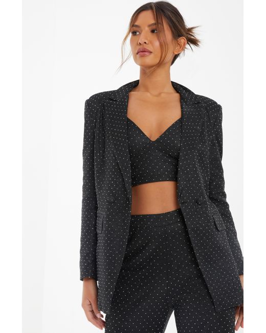 Quiz Black Diamante Tailored Blazer Material_Polyester