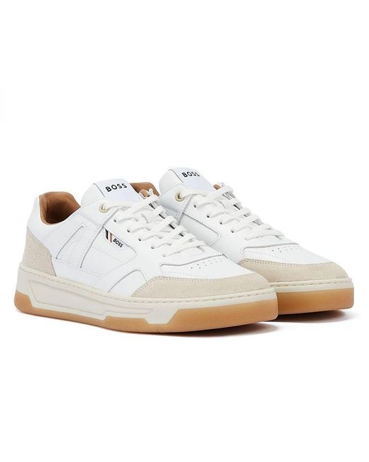 Boss White Baltimore Tennis Trainers Leather for men