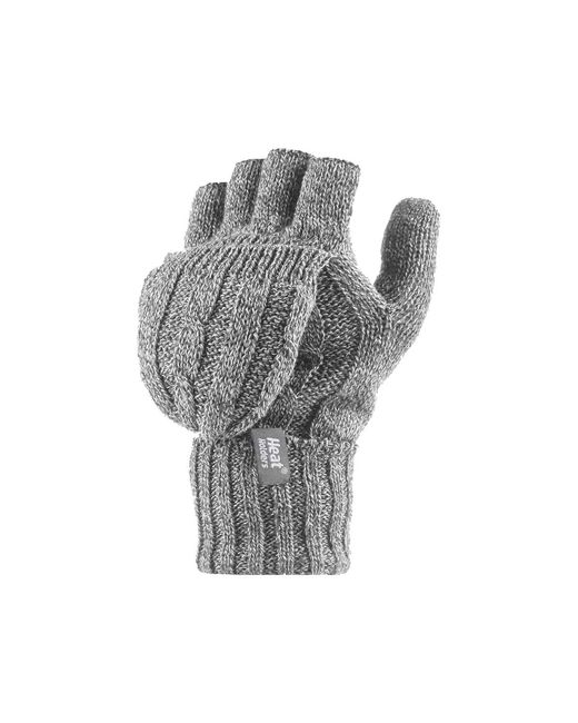 Heat Holders Gray Thermal Converter Fingerless Cable Knit 2.3 Tog Gloves