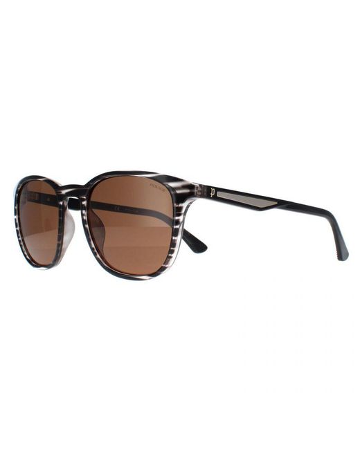 Police Brown Round Striped Polarized Splf18E for men