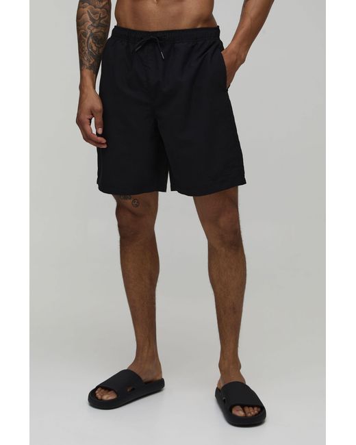 BoohooMAN Black Long Length Bm Autograph Swim Short for men