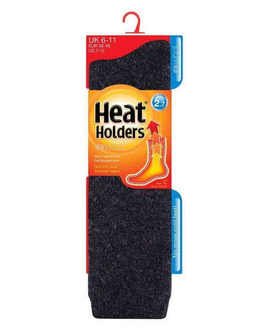 Heat Holders Black Extra Long Heavy 2.7 Tog Knee High Thermal Wool Rich Socks for men