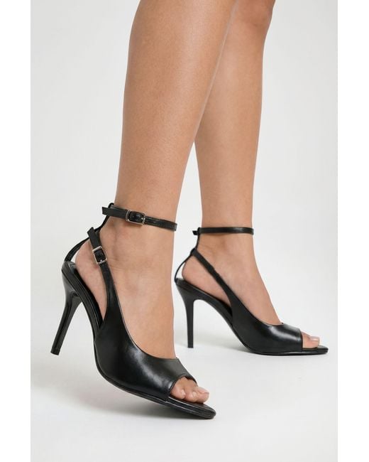 Boohoo Black Peep Toe High Heels
