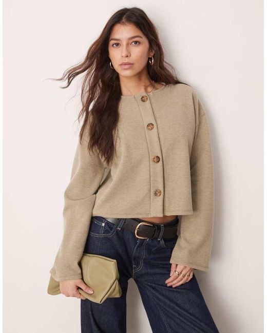 ASOS Blue Soft Touch Crew Neck Cardigan
