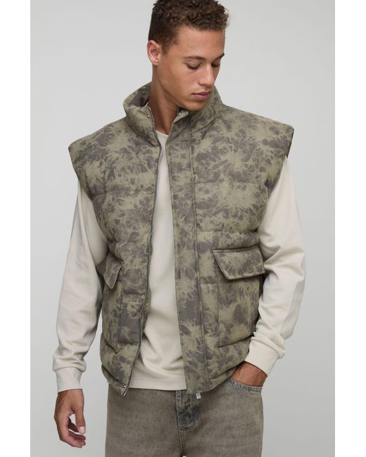 BoohooMAN Gray Tall Washed Cord Oversized Funnel Neck Gilet for men