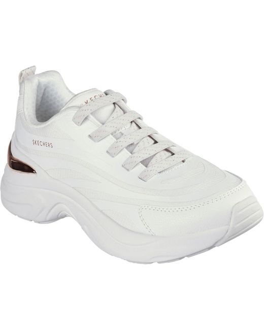 Skechers White Hazel Step N Flow 177575-Wht Lace Up Shoes