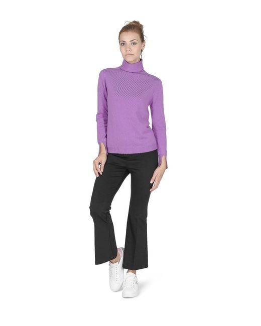 Crown of Edinburgh Cashmere Purple Turtleneck Sweater Coe 0023