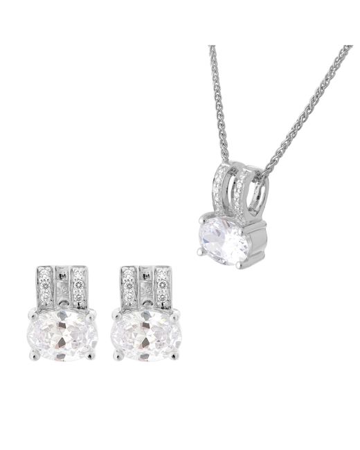 Orphelia White 'Alena' 925 Sterling Set: Chain-Pendant + Earrings