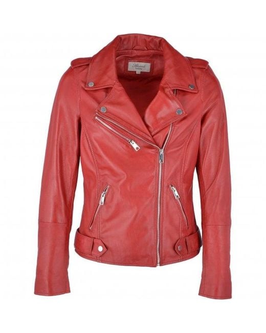 Ashwood Leather Red 'Scarlett' Real Biker Jacket