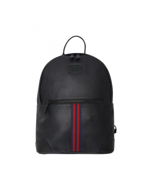Barney's Originals Black Striped Leather Backpack