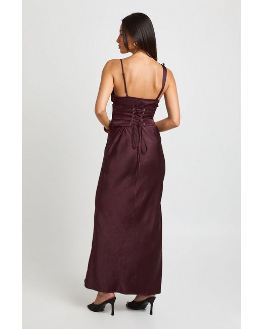 Boohoo Textured Satin Corset Detail Maxi Dress
