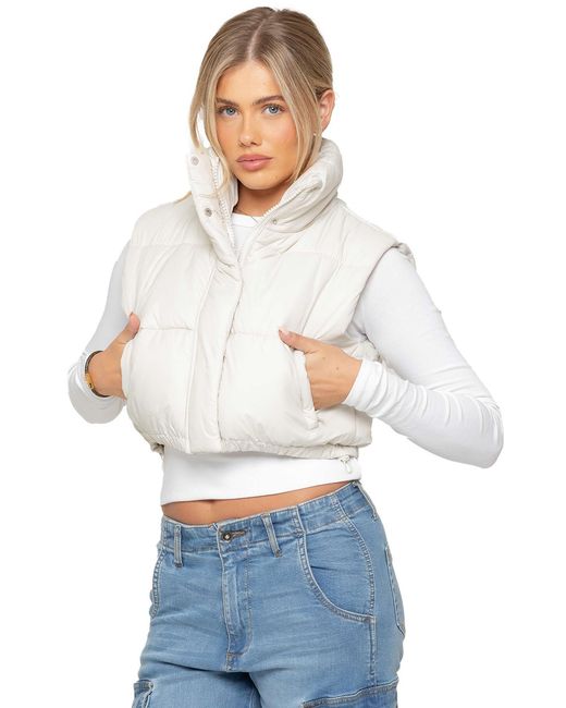 Enzo White Water-Repellent Puffer Gilet Jacket