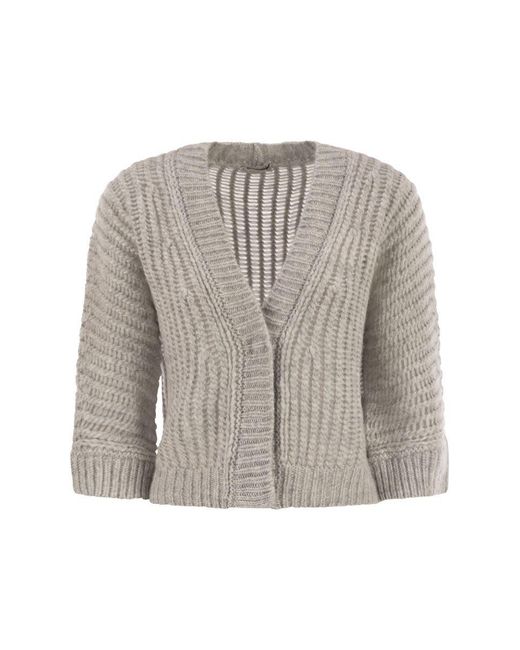 Peserico Multicolor Wool And Alpaca Mesh Cardigan