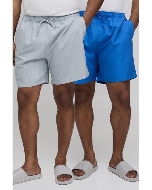 BoohooMAN Blue 2 Pack Mid Length Swim Short for men