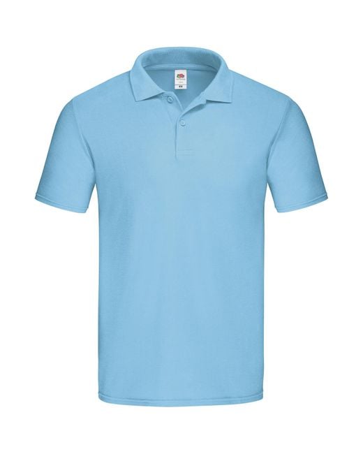 Fruit Of The Loom Blue Original Pique Polo Shirt (Sky) Cotton for men