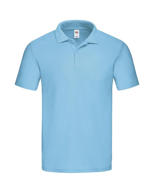 Fruit Of The Loom Blue Original Pique Polo Shirt (Sky) Cotton for men