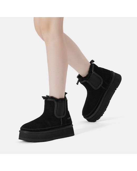 EverAu Australia Black Ever Au Shoveler Leather Platform Short Chelsea Boots