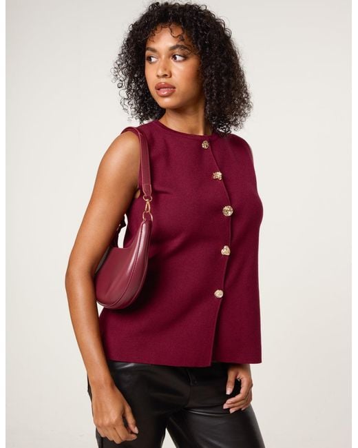 Blue Vanilla Button Front Tailored Vest