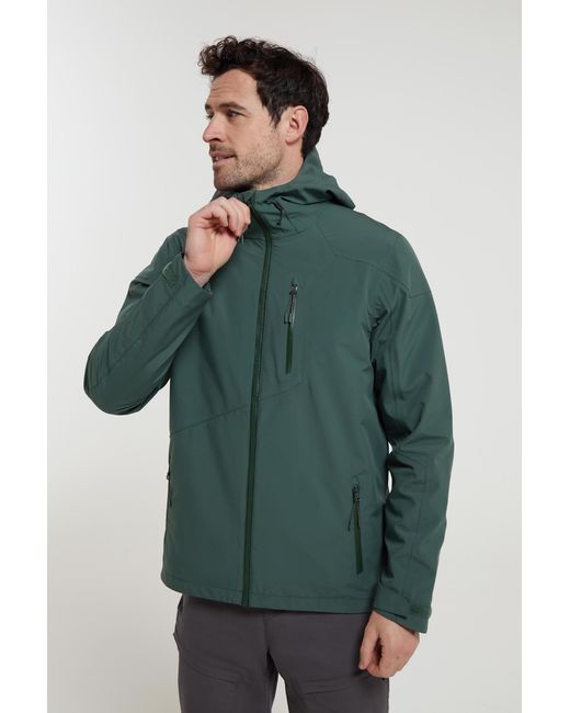 Mountain Warehouse Green 'Bachill' Waterproof Jacket Adjustable Hood Lightweight Activewear Coat for men