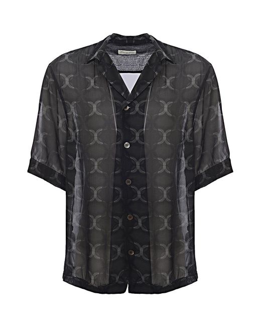 Dries Van Noten Black Cassi Viscose Short Sleeve Boxy Shirt for men