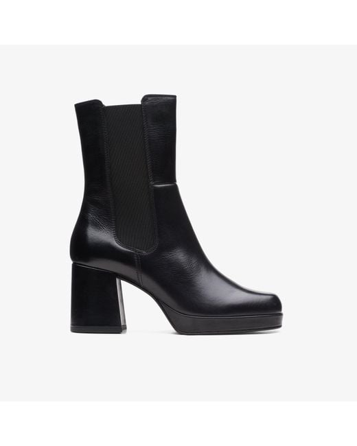 Clarks Black Pique Up Leather Boots