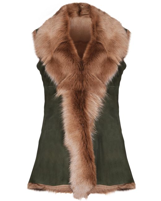 Infinity Leather Brown Toscana Sheepskin Long Gilet-Sorocaba