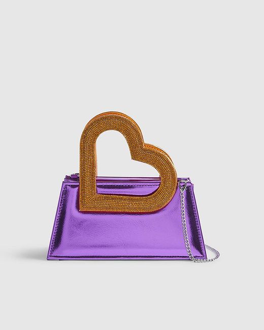 River Island Purple Heart Handle Bag Popper Terry De Havilland