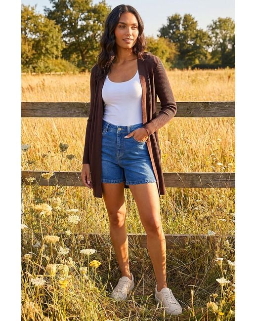 Roman Orange Ribbed Knit Cardigan