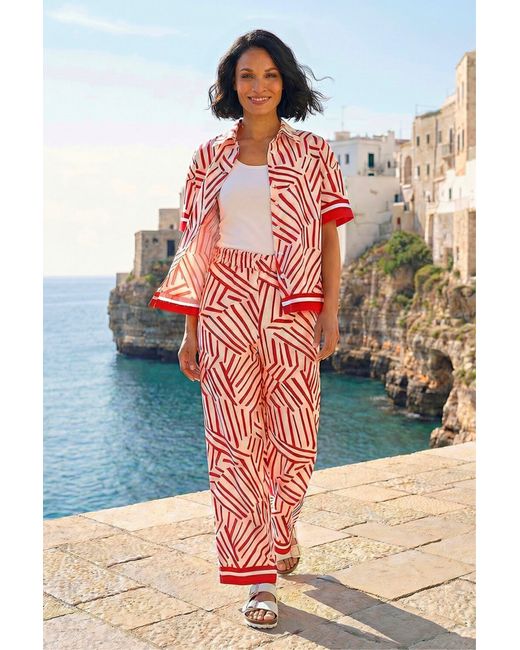 D.u.s.k Red Geometric Wide Leg Trouser