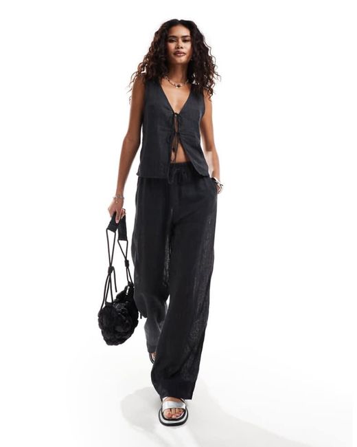 Weekday Black Mia Co-Ord Pointelle Trousers