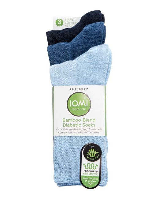 IOMI Blue Extra Wide Bamboo Socks For Diabetics By for men