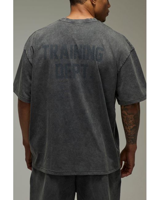BoohooMAN Gray Training Dept Washed Oversized T-Shirt for men