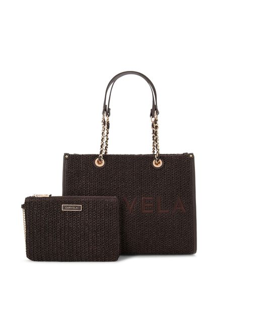 Carvela Kurt Geiger Black Sorrento Midi Raffia Bag