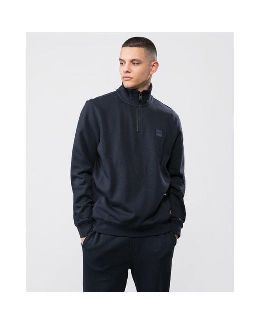 Boss Blue Zetrust 1/4 Zip Sweatshirt for men