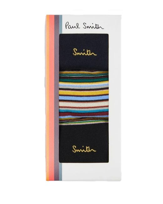 Paul Smith Black 3 Pack Signature Sock Multi Stripe for men