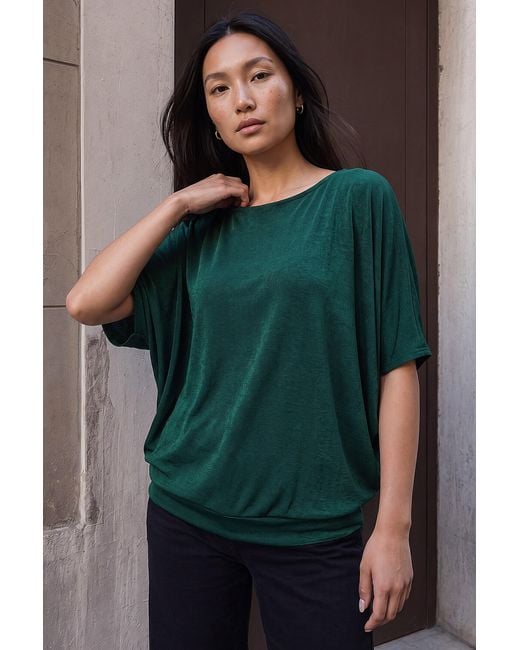 Roman Green Bubble Hem Stretch Top