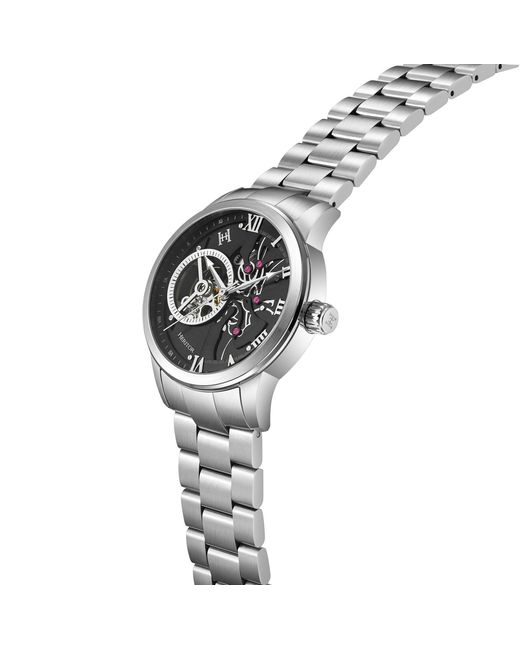 Heritor Metallic August Semi-Skeleton Watch for men