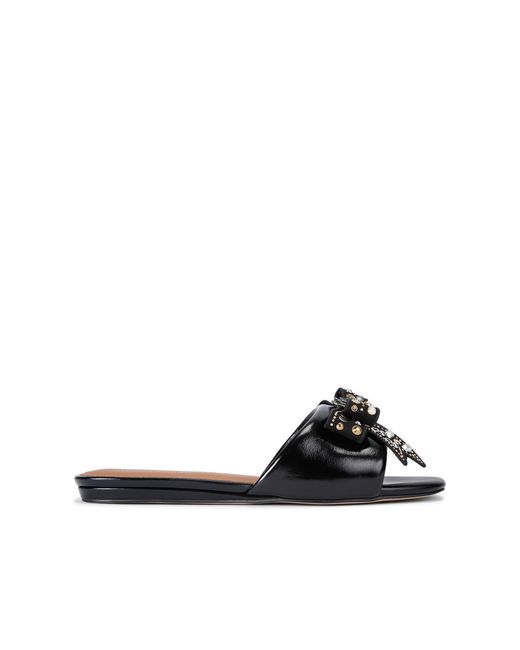 Kurt Geiger Black Patent Leather Kensington Bow Flat Sdl Sandals