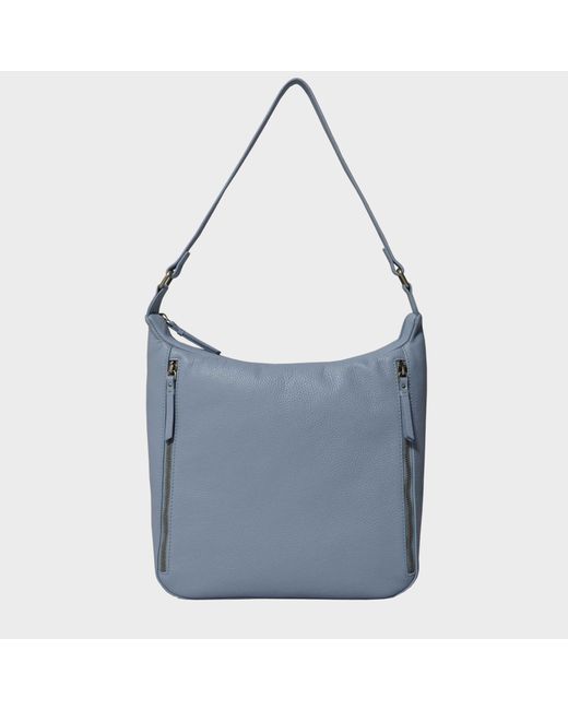 Assots London 'pamela' Pastel Blue Pebble Grain Real Leather Designer Shoulder Hobo Bag