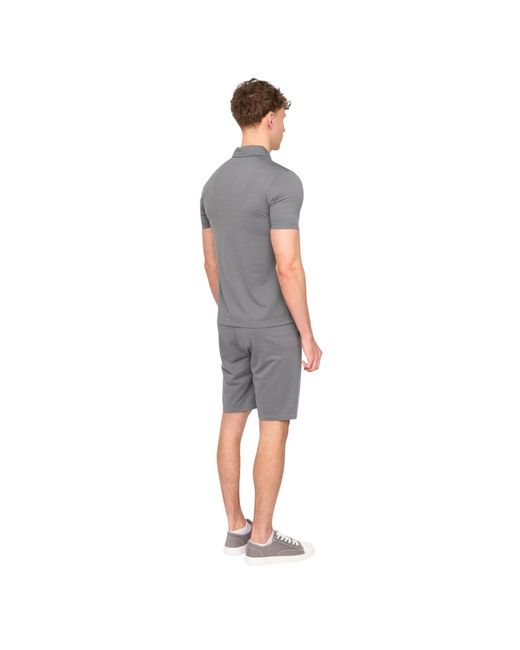 Duck and Cover Gray Medford Pintuck Everyday Polo And Shorts Set for men