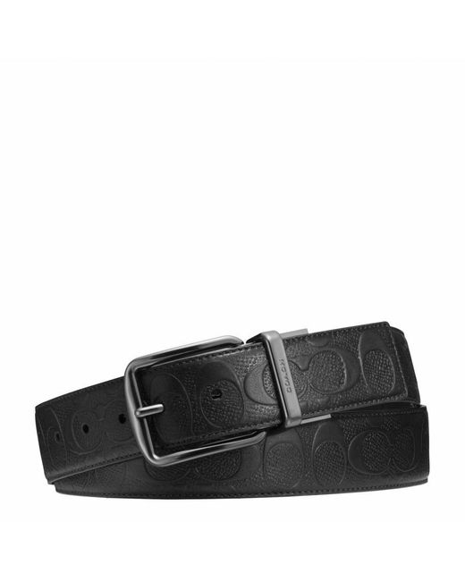COACH Black Wide Harness Cts Reversible Belt for men