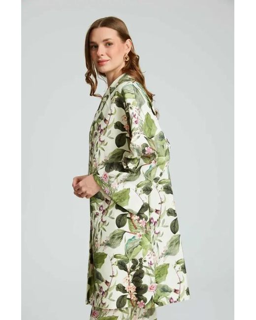 GUSTO White Floral Printed Coat