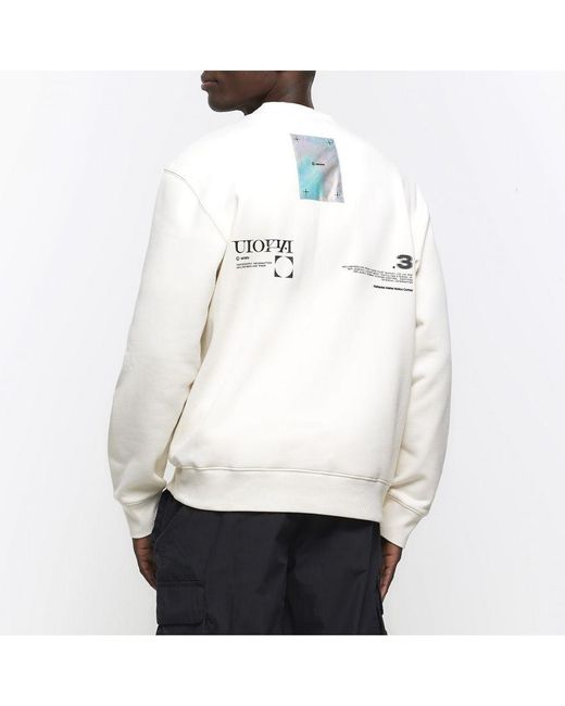 River Island White Sweatshirt Regular Fit Graphic Patch for men