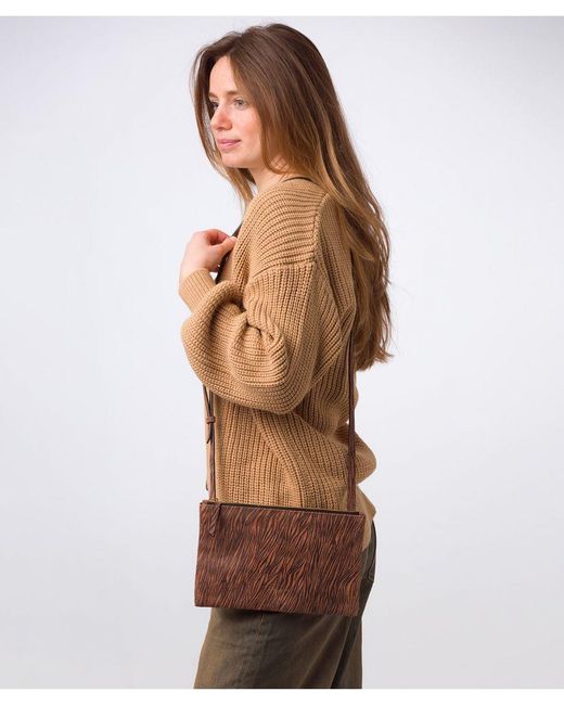 Pure Luxuries Brown 'Anya' Print Nappa Leather Cross Body Bag