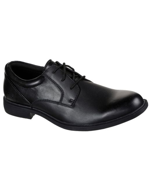 Skechers Black Dreston Rasmiss Leather Standard Lace-Up Shoes for men