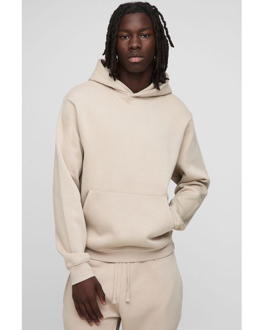 BoohooMAN Natural Basic Regular Fit Over The Head Hoodie for men