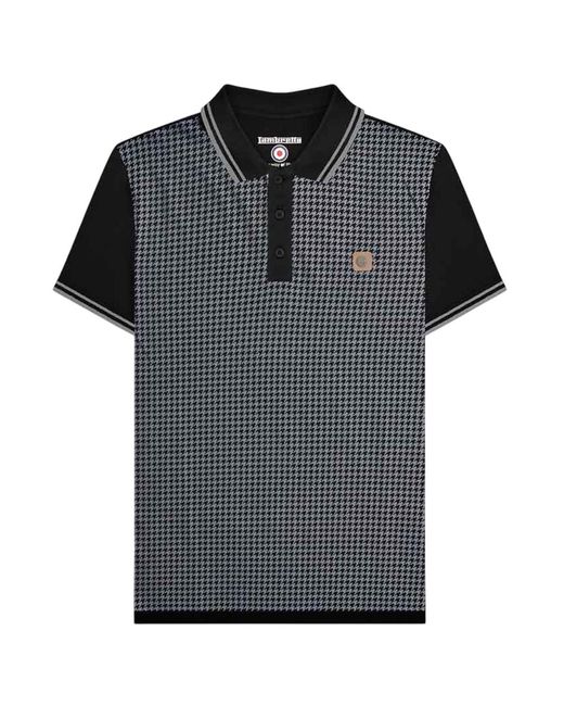 Lambretta Black Houndstooth Big & Tall Polo Shirt /Iron) Cotton for men