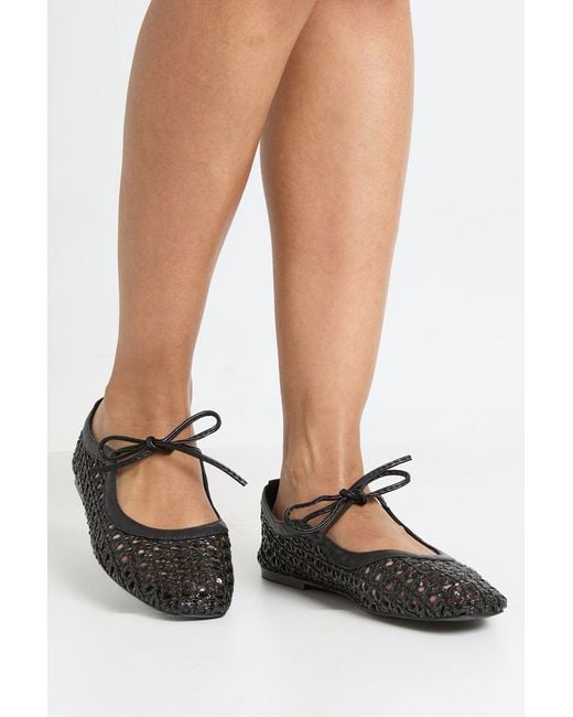 Boohoo Black Wide Fit Woven Mary Jane Ballerina