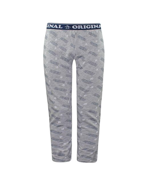 Original Penguin Gray Lounge Pyjamas Bottoms Cotton for men
