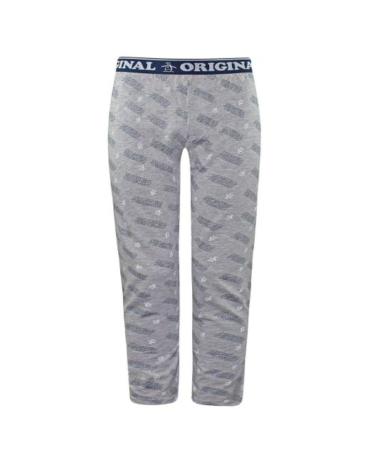 Original Penguin Gray Lounge Pyjamas Bottoms Cotton for men